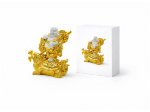 Marble Gold Laughing Budha Statue