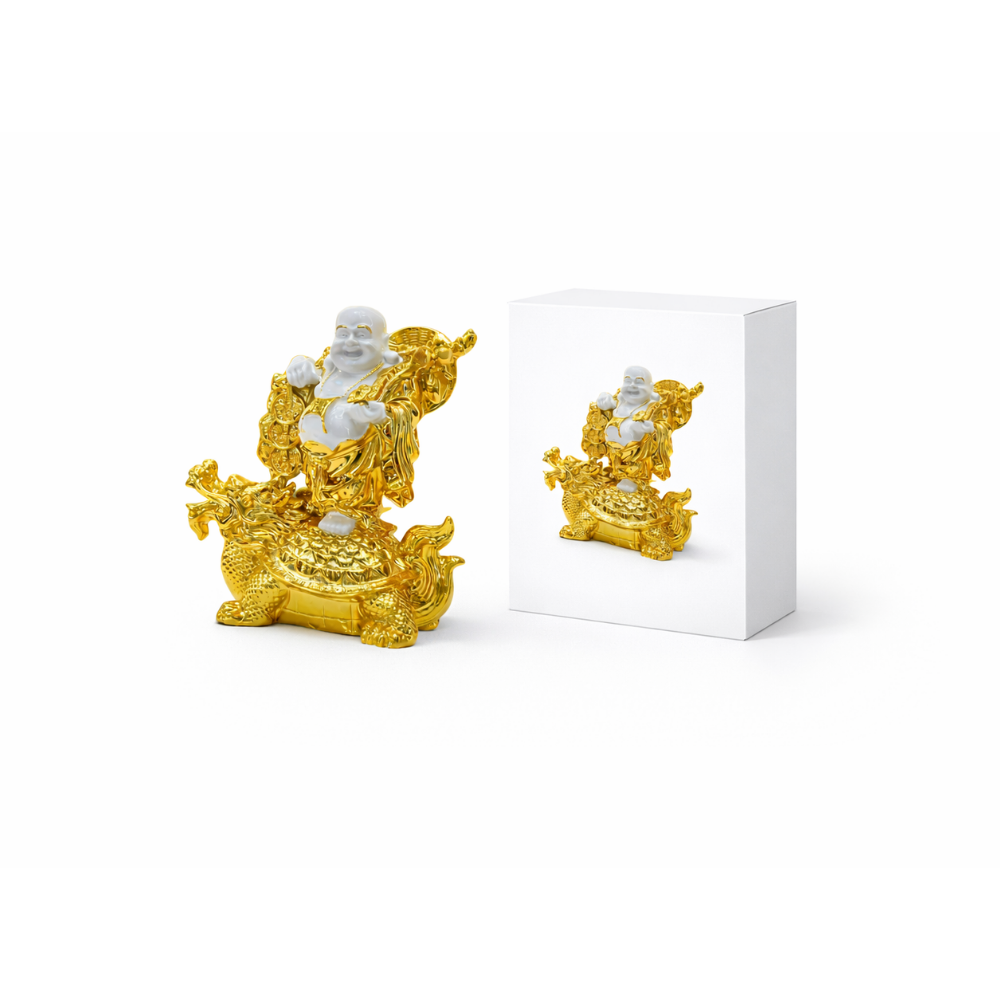 Marble Gold Laughing Budha Statue